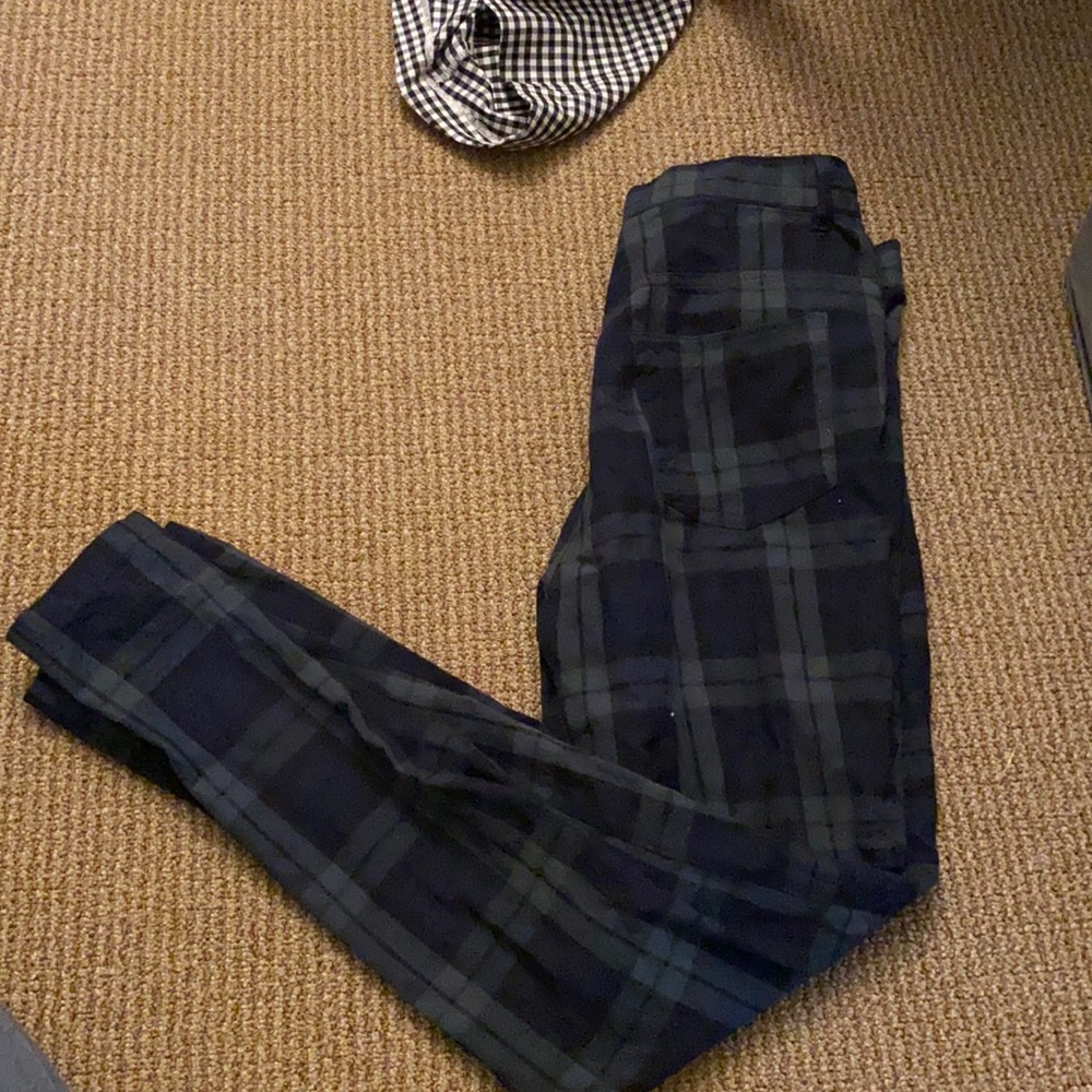 plaid bottoms blue and green